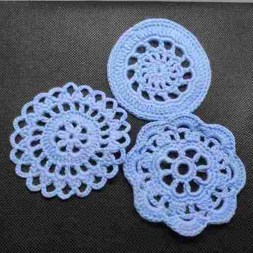 Cotton Blue Embroidery Knitted Applique for Dress, Clothes and Scarf
