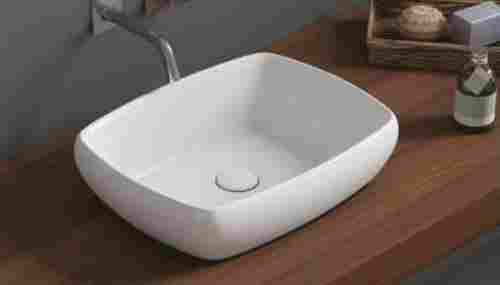 Rectangular Plain Nexus White Ceramic With Round Corner Bathroom Wash Basin