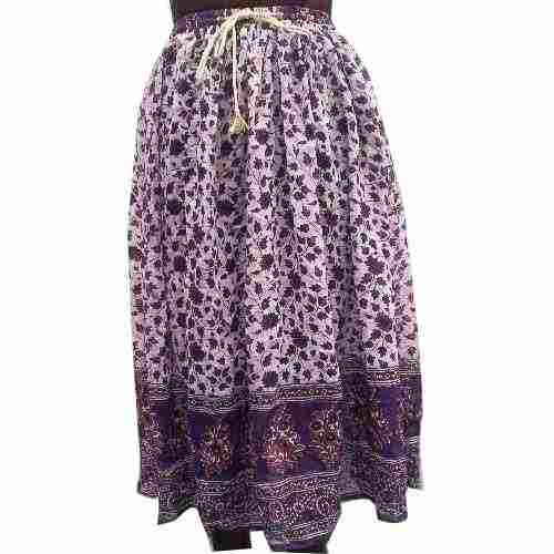 Flared Printed Cotton Skirt