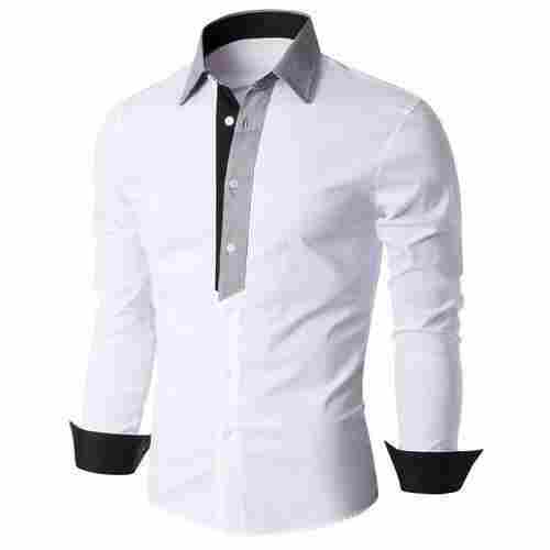 Men Button Closure Long Sleeves Point Collar Slim Fit Shirts for Casual Wear