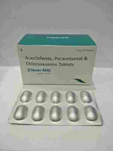 Aceclofenac Paracetamol And Chlorzoxazone Tablets, 10x10 Tablet Pack