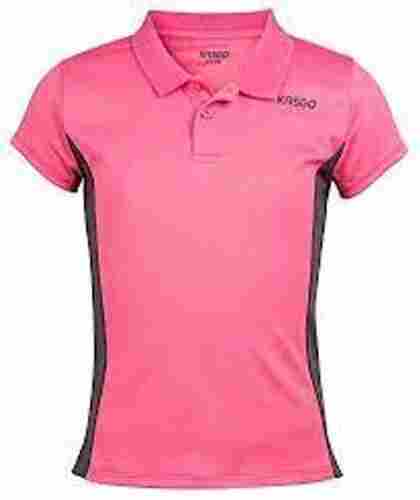 Rich In Quality Easy To Wear Polyester Flexible Ladies Sport Pink T-Shirt 