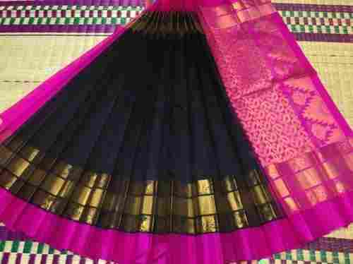 Pink And Black Beautiful Stylish Breathable Designer Wear Trendy Stylish Silk Saree For Women