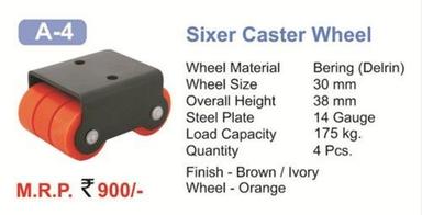 30 MM Delrin Bearing Six Wheel Caster, 175 Kg Load Capacity