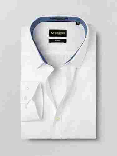 Plain White Breathable And Comfortable With Full Sleeves Button Closure Men Shirt
