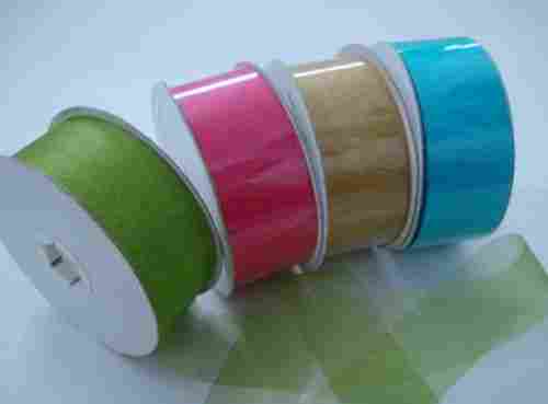 35 Meter Length Multi Color And Plain Pattern Organza Ribbon Roll 