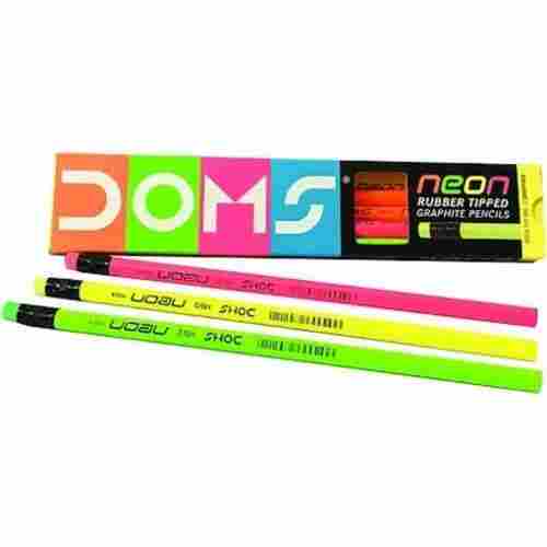 Pack Of 10 Pieces 7 Inch Length Neon Shades Wooden Body Doms Pencils