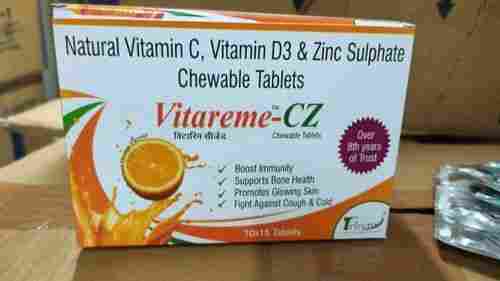 Vitareme-Cz Natural Vitamin C, Vitamin D3 And Zinc Sulphate Chewable Tablets