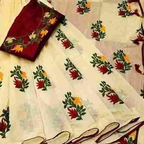 Ladies Easy To Carry Designer Floral Print Festive Wear Cotton Saree