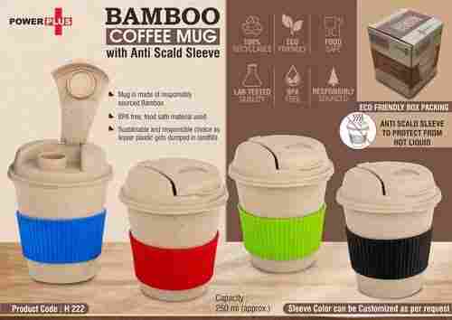 Eco Friendly Bamboo Coffee Mug with Flip Top Lid and Anti-Scald Sleeve
