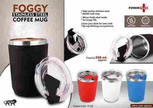 Foggy: Leakproof Premium Clear Cap Stainless Steel Coffee Mug With Flip Top Lid and Approx 350ml Capacity