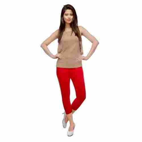 High Quality Fabric Straight Fit Red Comfortable Lycra Capri Ladies Cotton Legging