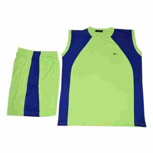 Men Lightweight Round Neck Sleeveless Green Blue Basketball Uniform Set