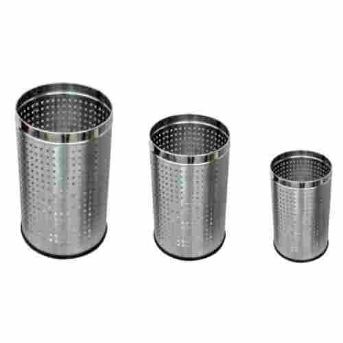 Corrosion Resistance Sturdy Construction Round Stainless Steel Open Top Perforated Bin