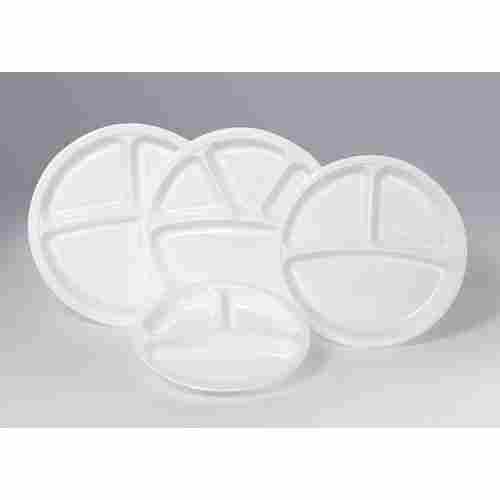 Three Sectional Light Weight White Disposable Plastic Plates X100 N
