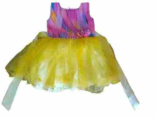 Modern Design Attractive Kids Pink and Yellow Party Wear Frock, Perfect for Any Occasion
