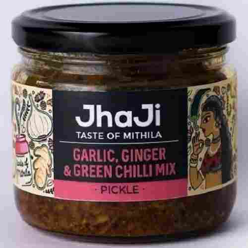 Jhaji Garlic Ginger And Green Chilly With 250 Gram Packaging Size Mixed Pickle 