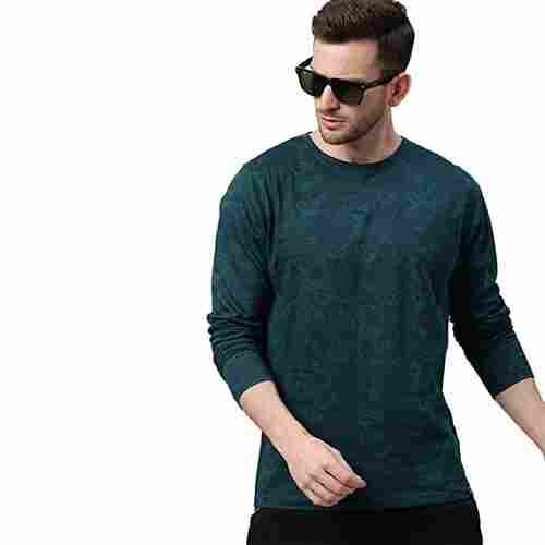 Best Quality And Slim Fit Stylish Trendy Men's Printed Green Color Full Sleeve Cotton T-Shirt