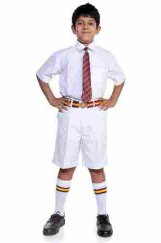 Premium Quality Pure Cotton White With Red Tie Boys Half Sleeve School Uniform
