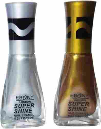 Set Of 2 Pieces Silver And Golden Color Long Lasting Ebony London Nail Paint