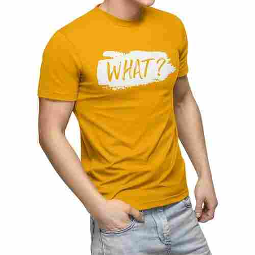 Mens Fit And Comfortable Half Sleeves Stylish Light Yellow Cotton T Shirt 