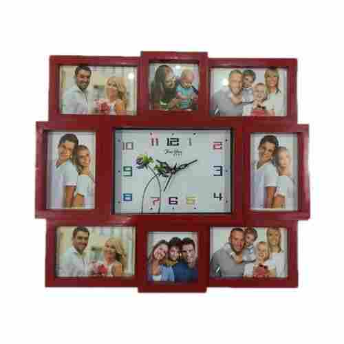 Scratch Resistant and Rectangle Shape Wall Mounted Red Photo Frame Clock