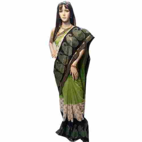 Ladies Simple And Elegant Casual Wear Printed Cotton Saree With Unstitched Blouse