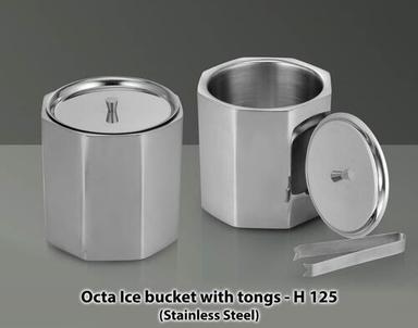 Octa Stainless Steel Ice Bucket with Tongs