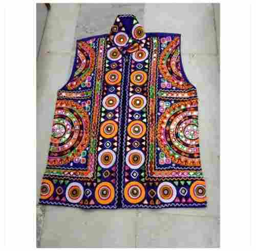 Sleeve Less Multi Color Printed Cotton Washable And Comfortable Embroidered Jacket 