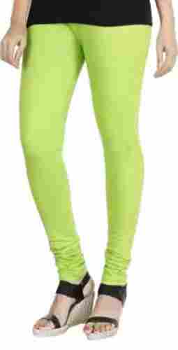 Causal Wear Plain Light Green Ankle Length Pure Cotton Lycra Ladies Leggings
