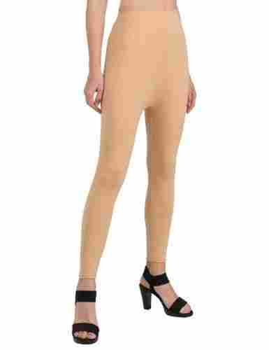 Ladies Beige Skin Color 4-Way Stretch Cotton Lycra Casual Leggings
