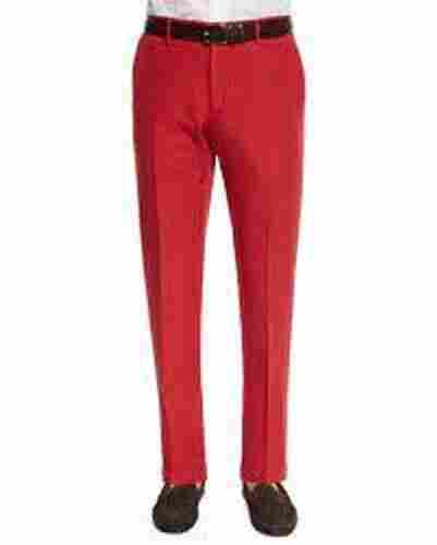 Comfortable And Casual Look Plain Slim Fit Mens Red Formal Trousers