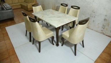 Super Quality White Marble Six Seater Dining Set