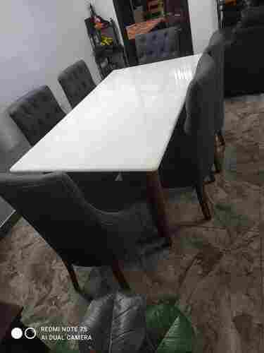 Wooden And Marble Top Dining Table With 6 Chair