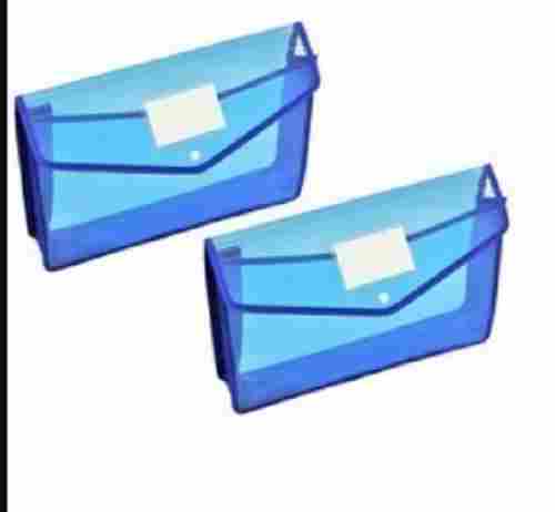 Blue Plain Pattern Button Closure Rectangle Pvc File Bag 
