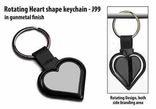 J99 a   Rotating Heart Shape Keychain with Gunmetal Finish