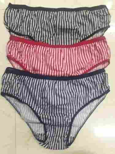 Multi Color 30 Inch Waist Size Cotton Silk V Shape Striped Printed Ladies Panties 