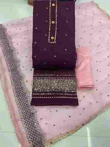 Pink Designer And Stylish Washable And Comfortable Cotton Ladies Salwar Suits Material