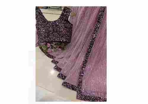 Pink 5.5 Meter Length Designer And Party Wear Georgette Saree With Blouse Piece 