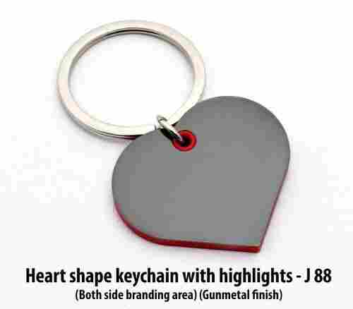 J88 a   Gunmetal Finish Heart Shape Keychain with Highlights