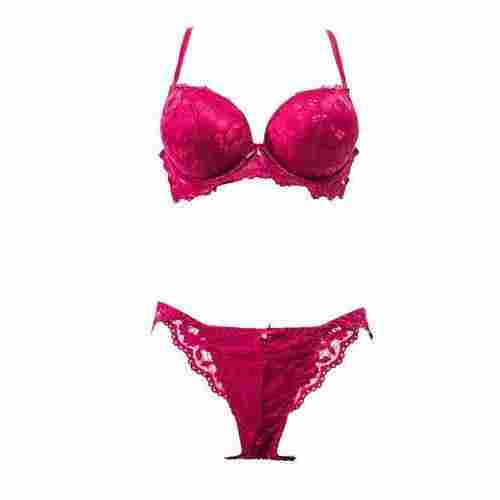 Designer Wear Soft Comfortable Breathable And Stylish Pink Cotton Bra Panty Set For Ladies