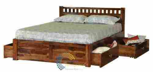 Wooden Double Bed With Drawer Storage, 72x78 Inches King Size