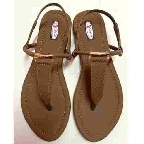 Daily Wear Comfortable Brown Flat Sandals For Ladies