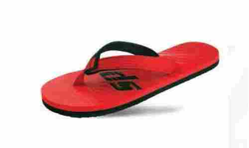 Red And Black Daily Wear Comfortable Men Rubber Flat Slippers 