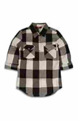 Full Sleeves Check Black And White Casual Shirt For Kids