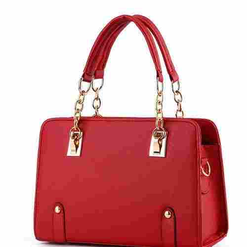 Genuine Leather Ladies Rectangular Handbag With Hand Length Handle