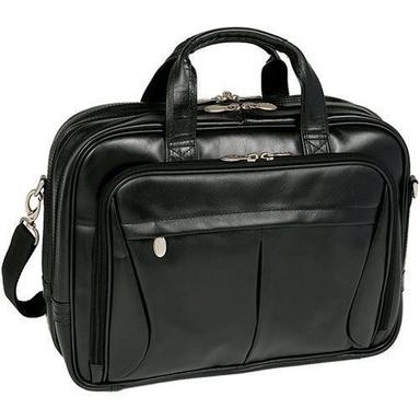 Liquid Durable Smooth Finish Black Leather Shoulder Bag For Office Executive
