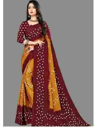 Brown And Yellow Printed Breathable Length 5.5 Meter Cotton Party Wear Cotton Sarees
