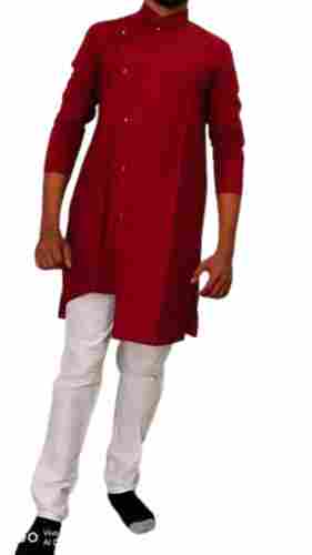 Stylish Traditional Plain Dyed Long Sleeves Cotton Kurta Pajama For Men
