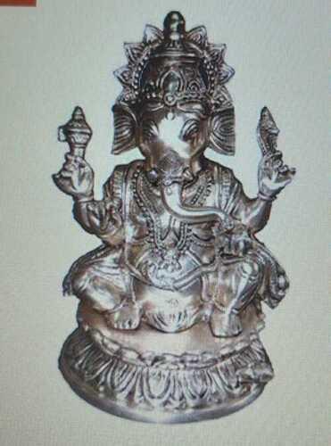 White Silver Lord Ganesh Statue For Worship Usage, 10-15 Cm Height